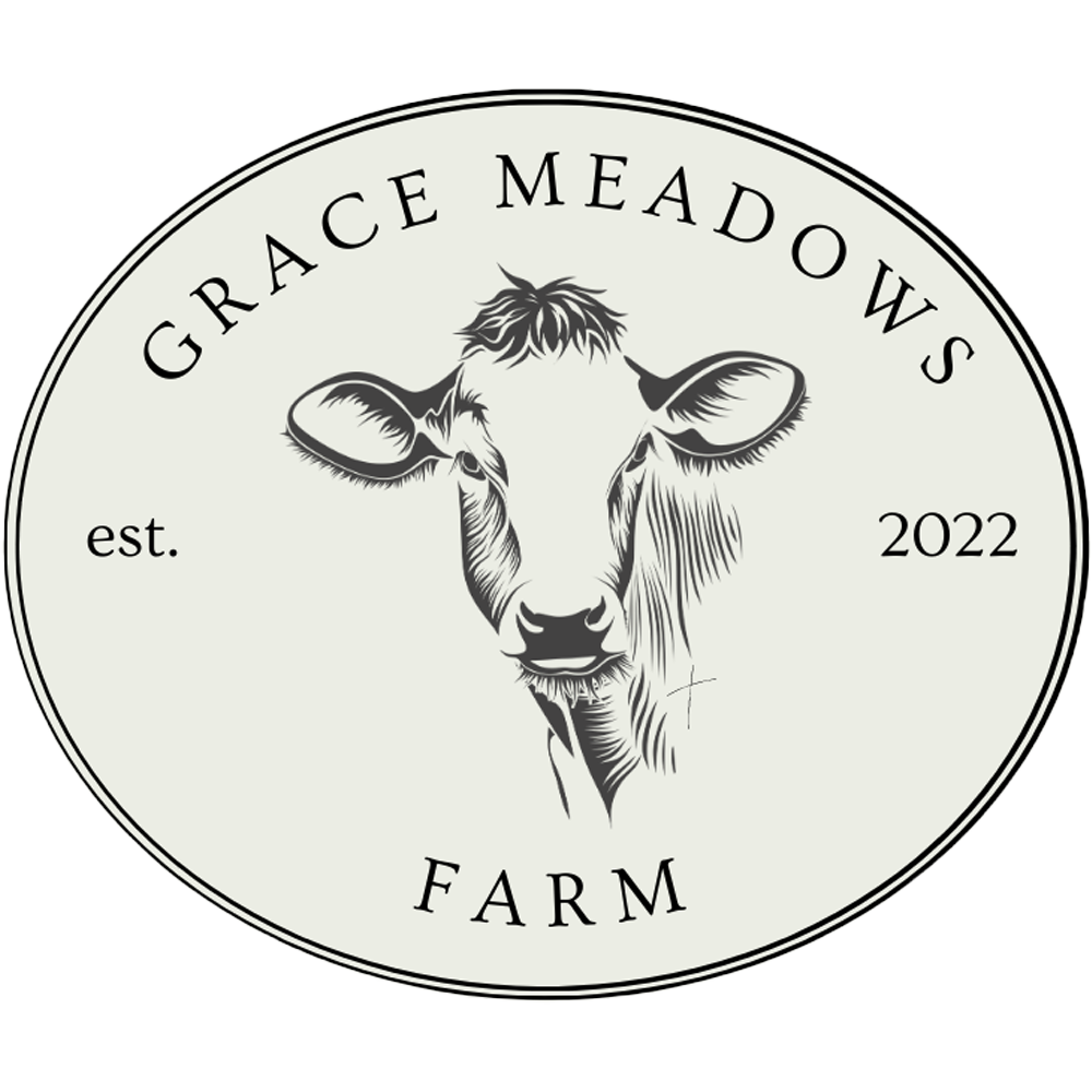 Logo Logo of Grace Meadows Farm featuring a detailed illustration of a cow, established in 2022. This design emphasizes the farm's commitment to quality and authenticity in agriculture.